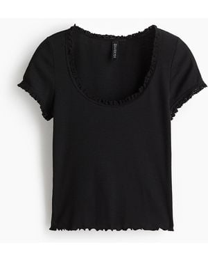 H&M Shirt mit Spitzenborten - Schwarz