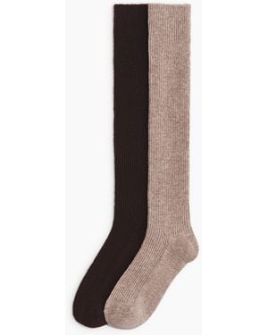 H&M 2er-Pack Kniestrümpfe - Braun