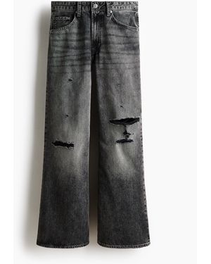 H&M Loose Bootcut Jeans - Schwarz