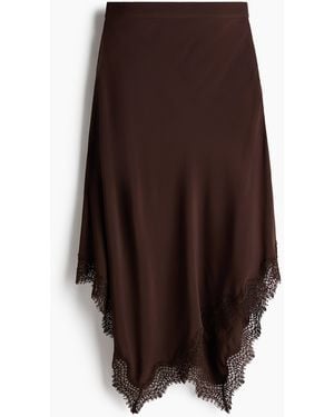 H&M Asymmetrische Rok Van Viscosesatijn - Bruin