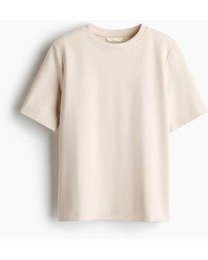 H&M T-shirt Van Katoenen Tricot - Naturel