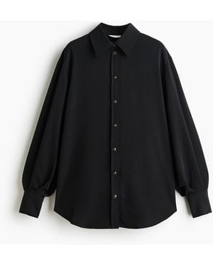 H&M Oversized-Bluse mit Puffärmeln - Schwarz