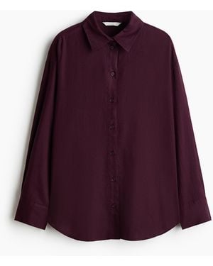 H&M Oversized Bluse aus Leinenmix - Lila