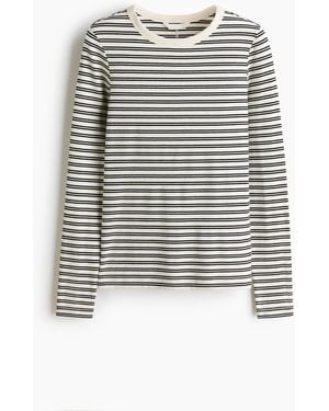 H&M Geripptes Langarmshirt - Mehrfarbig