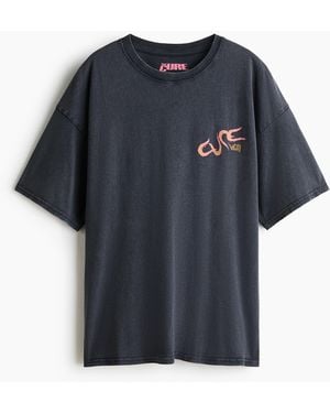 H&M Oversized T-Shirt mit Print - Blau