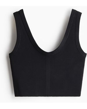 H&M Tanktop aus engmaschigem Strick - Schwarz