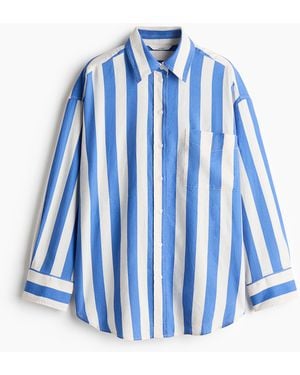 H&M Oversized Bluse aus Leinengemisch - Blau