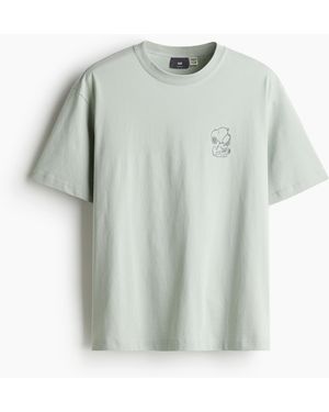 H&M Bedrucktes T-Shirt in Loose Fit - Grün