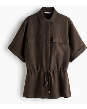 H&M Twillbluse mit Kordelzug - Braun