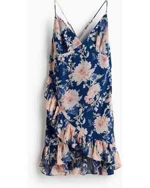 H&M Chiffonkleid mit Volantbesatz - Blau