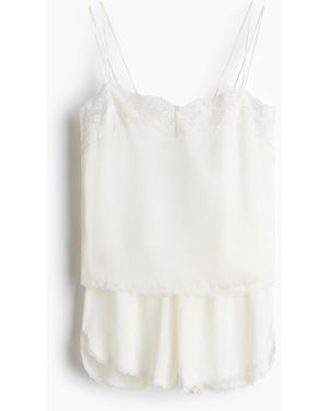 H&M Satijnen Pyjama Met Kant - Wit