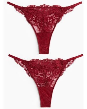 H&M 2er-Pack Tangas aus Spitze - Rot