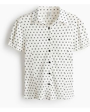 H&M Shirt mit Puffärmeln und Knopfleiste - Weiß