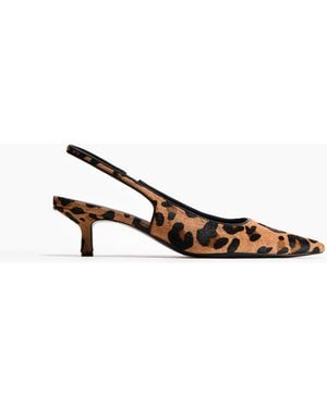 H&M Slingpumps aus Leder mit Kitten Heels - Weiß