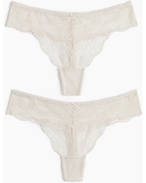 H&M 2er-Pack Tangas aus Spitze - Weiß
