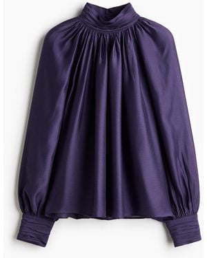 H&M Gedrapeerde Blouse - Blauw