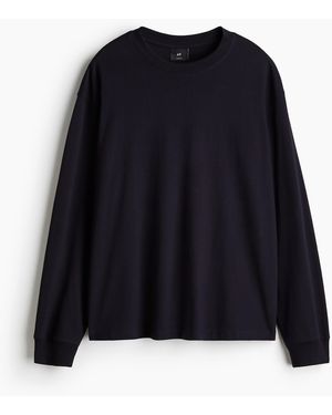 H&M Langarmshirt aus Jersey in Loose Fit - Blau
