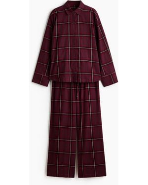 H&M Pyjama Van Katoenen Flanel - Rood