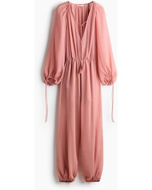 H&M Oversized Overall mit Balloon Leg - Rot