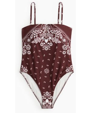 H&M Badeanzug mit wattierten Cups und High Leg - Rot