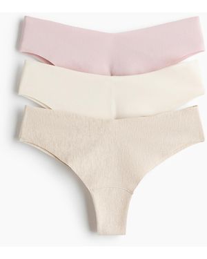 H&M Set Van 3 Katoenen No-show Slips - Roze