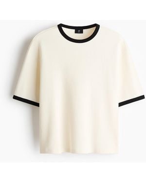 H&M Kastiges Baumwoll-T-Shirt in Relaxed Fit - Natur