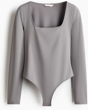 H&M Tanga-Body mit Kurzarm - Grau