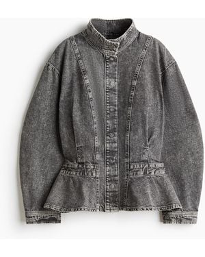 H&M Peplumshirt aus Denim - Grau