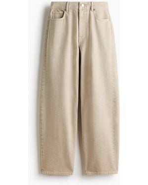 H&M Baggy Barrel Regular Waist Jeans - Naturel