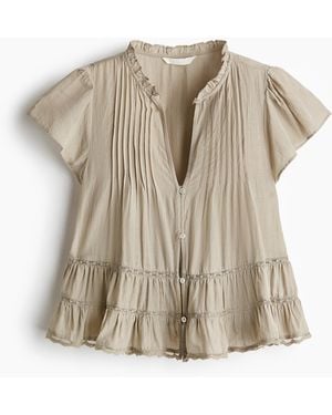 H&M Bluse mit Puffärmeln - Natur