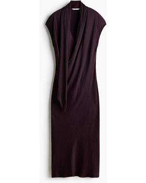 H&M Satijnen Jurk Met Sjaaldetail - Paars