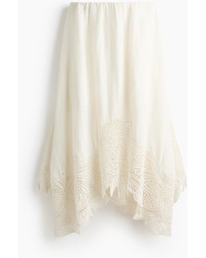 H&M Rok Van Linnenmix Met Broderie Anglaise - Wit