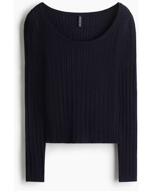 H&M Gebreide Kabeltrui - Blauw