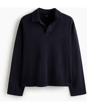 H&M Langarm-Poloshirt in Oversized Fit - Blau