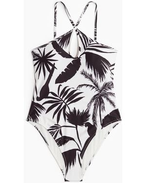 H&M Badeanzug mit Cut-outs und wattierten Cups - Weiß