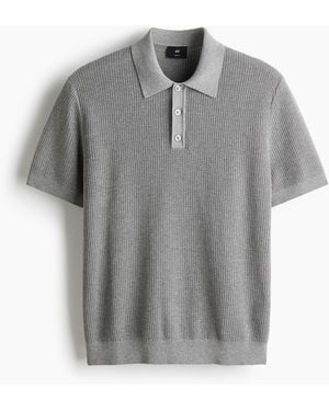 H&M Regular Fit Knitted Polo Shirt - Grijs