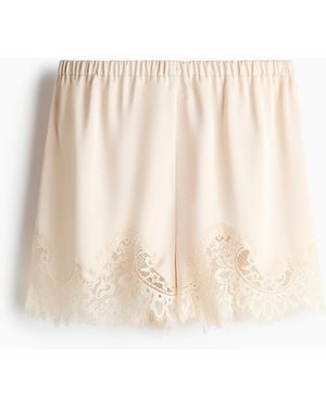 H&M Satinshorts mit Spitze - Natur