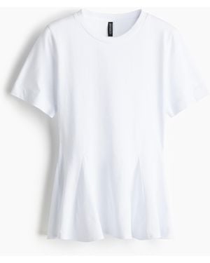 H&M Peplum-T-Shirt - Weiß