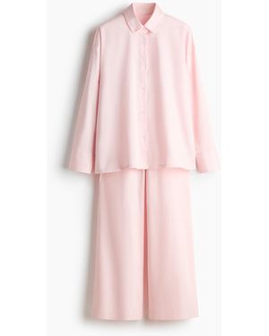 H&M Pyjama aus Baumwollsatin - Pink