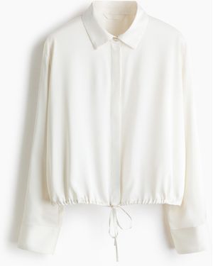 H&M Bluse aus Satintwill mit Kordelzügen - Weiß