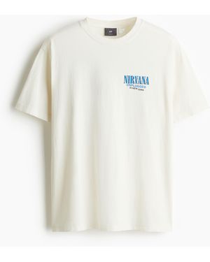 H&M Bedrucktes T-Shirt im Vintage-Look in Loose Fit - Weiß