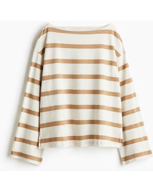 H&M Baumwollshirt mit U-Boot-Ausschnitt - Natur