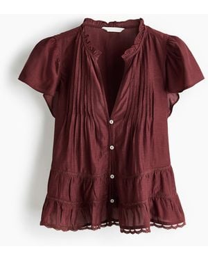 H&M Blouse Met Pofmouwen - Rood