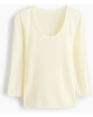 H&M Strickshirt mit U-Ausschnitt - Weiß
