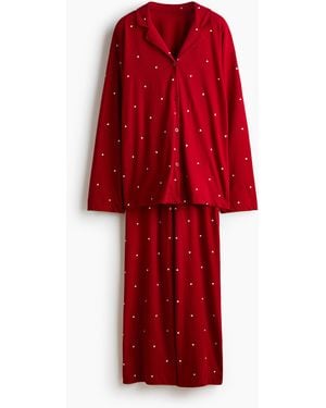 H&M Pyjama aus Baumwolljersey - Rot