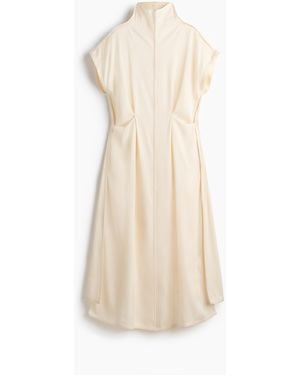 H&M Satinkleid mit hohem Kragen - Weiß