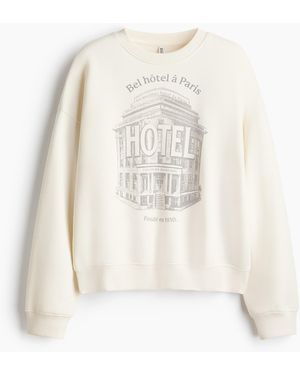 H&M Oversized Sweatshirt mit Print - Weiß