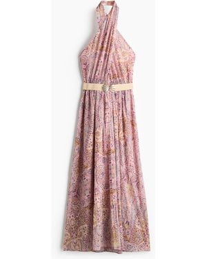 H&M Neckholder-Kleid mit Gürtel - Pink