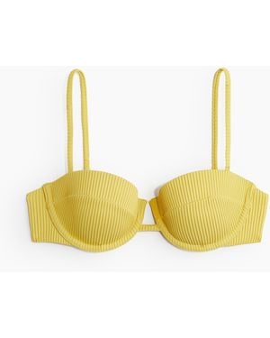 H&M Wattiertes Balconette-Bikinitop - Gelb