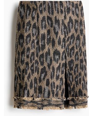 H&M Jupe aus Jacquardstoff mit Fransen - Schwarz